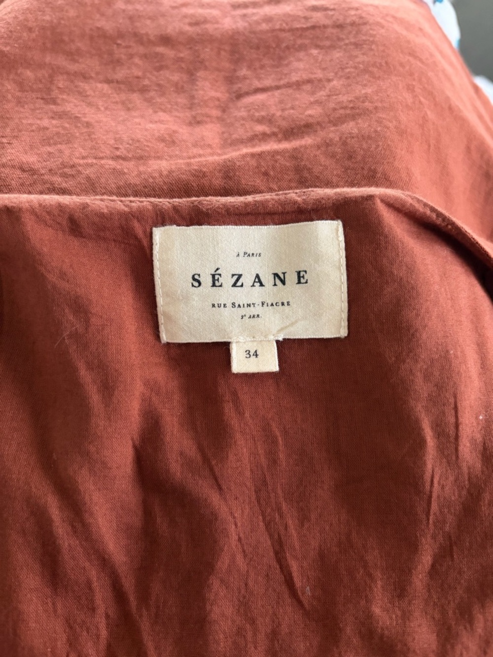 Sezane Fergus Blouse Embroidered Tank Top Linen Cotton Terracotta Size Xs Fr 34 - Picture 3 of 12